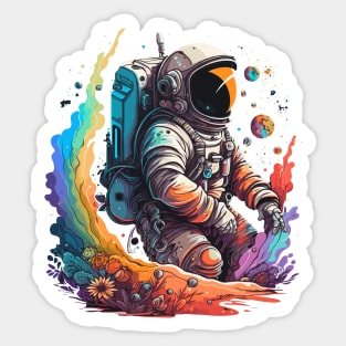 Astronaut in Space Colorful Vibrant Psychedelic Sticker